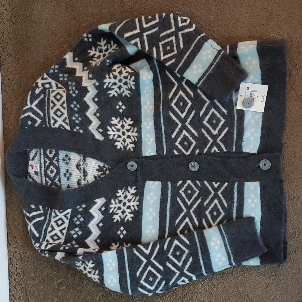 Womens Happy Holidays Snowflakes ❄️ Oversized Cardigan Sweater Size Sm/Med NWT